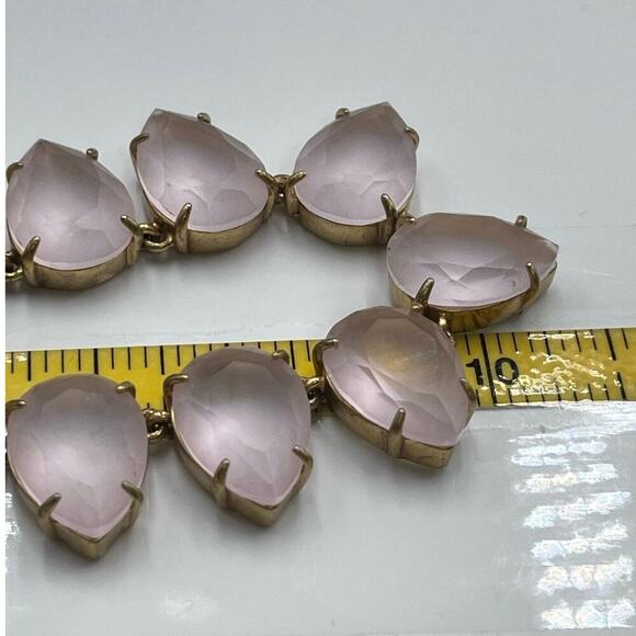 J. Crew Frosted Matte Satin Light Pink Teardrop Rhinestone Full Necklace - Picture 16 of 16